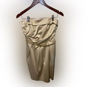 DAVIDS BRIDAL gold strapless dress